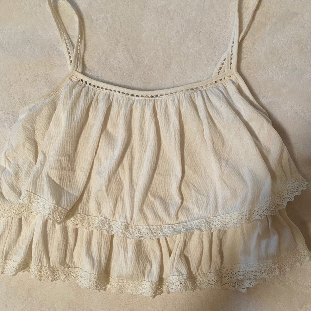 White Ruffle Top Size XS